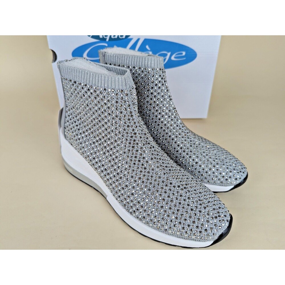 Aqua College Kandice Sneakers Womens 8.5 M Grey Rhinestones Waterproof Shoes NWB - Picture 6 of 12